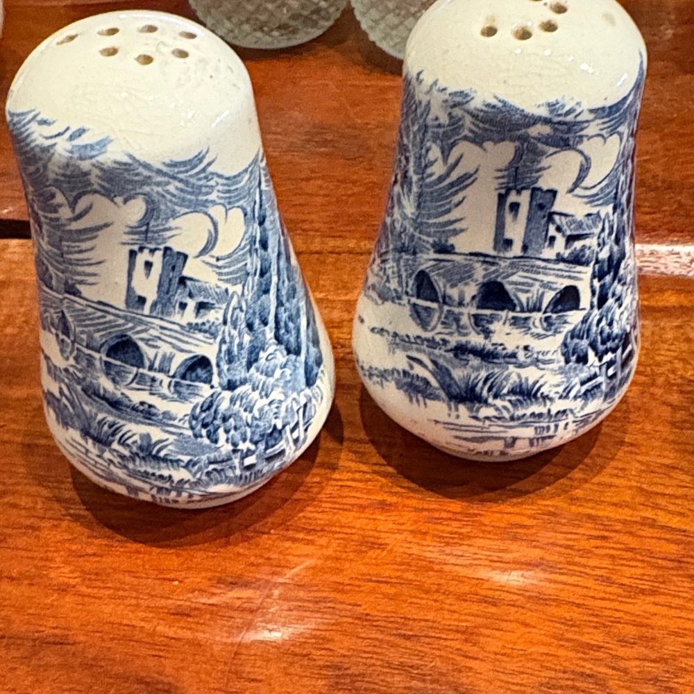 Wedgwood Blue and White Transferware Salt & Pepper Shakers